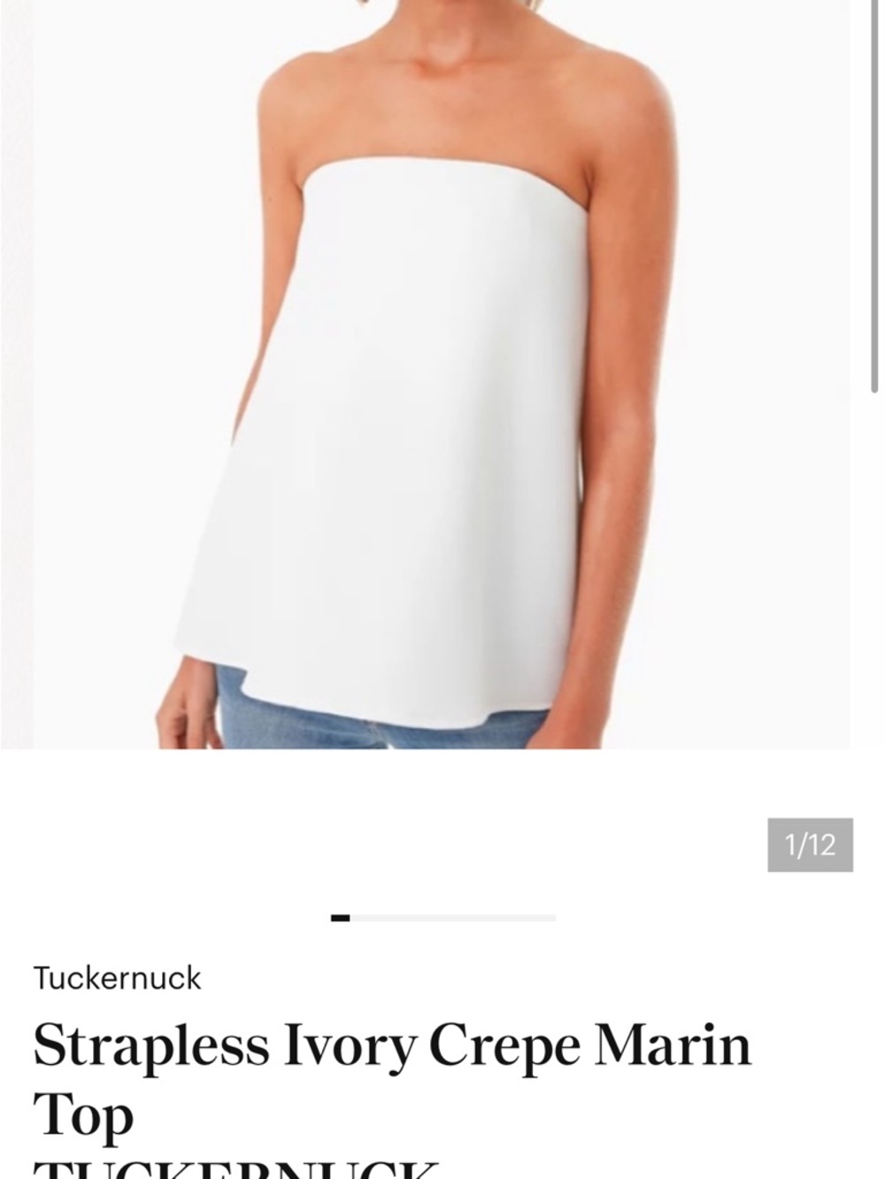 Tuckernuck Strapless White Crepe Marin Top